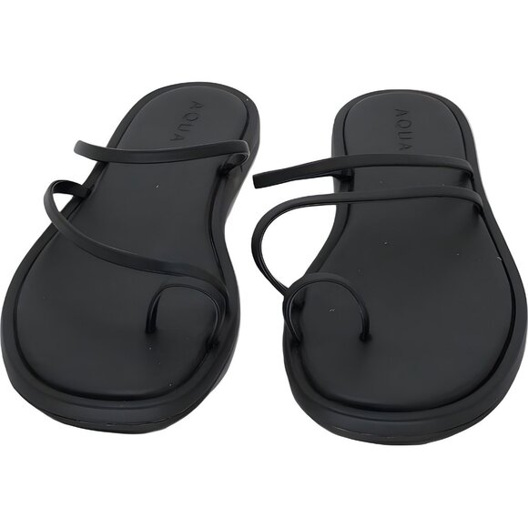 AQUA Vixx Minimalist Thong Sandals Black Slip-On Summer Slides Women's US 8 - Picture 5 of 6
